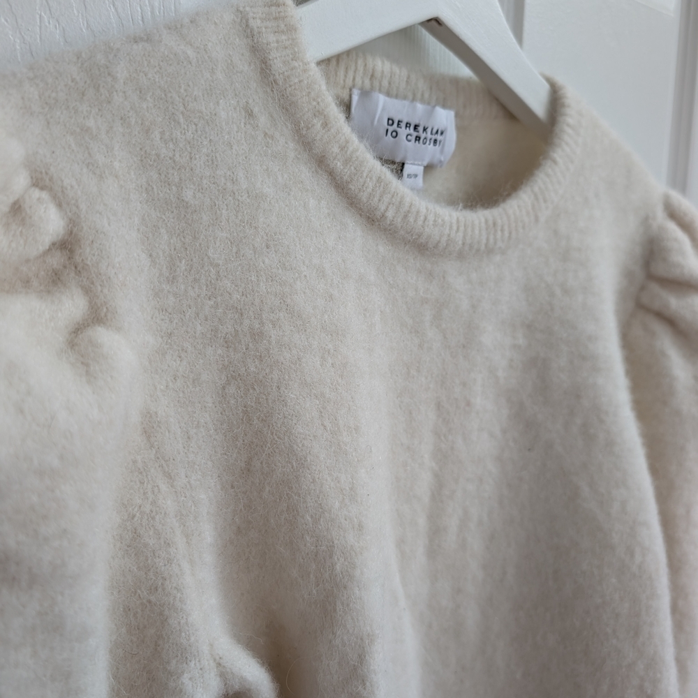 Designer: Derek Lam IO Crosby Ivory Puff Sleeve Sweater - Picture 5 of 5